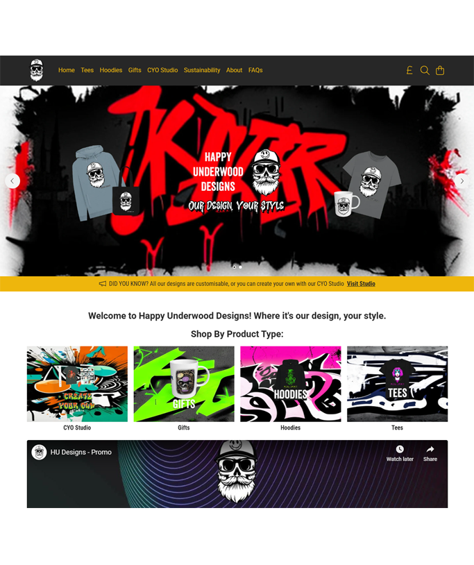 HU Designs Merch & Gift Site